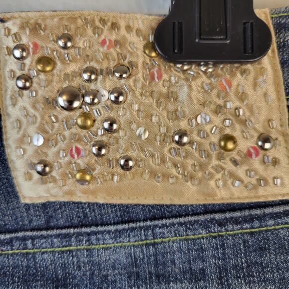 Mossimo Denim Jeans Juniors 7 Boot Cut Low Rise Flap Pocket Boho Cowgirl Western - Picture 5 of 11